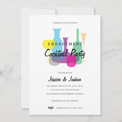 Retro Engagement Party  Cocktail Party Invitation