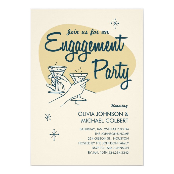 Retro Engagement Party Invitations