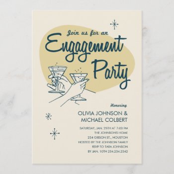 Retro Engagement Party Invitations by UniqueInvites at Zazzle