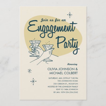 Retro Engagement Party Invitations