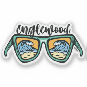 Retro Englewood Beach artwork in both sides Sticker