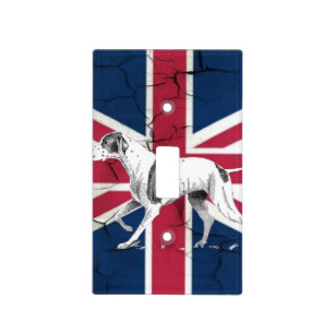 Retro English pointer dog British union jack flag Light Switch Cover