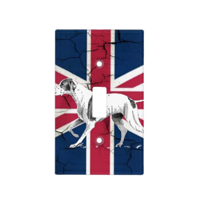 Retro English pointer dog British union jack flag Light Switch Cover (Front)