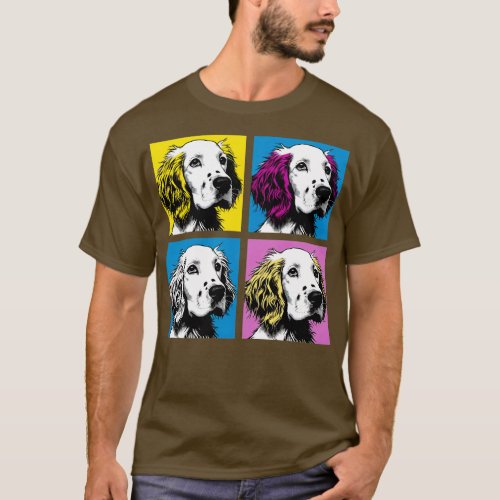 Retro English Setter Art Cute Puppy T_Shirt
