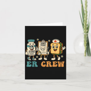 Retro Er Crew Emergency Room Funny Er Ed Nurse Tec Card