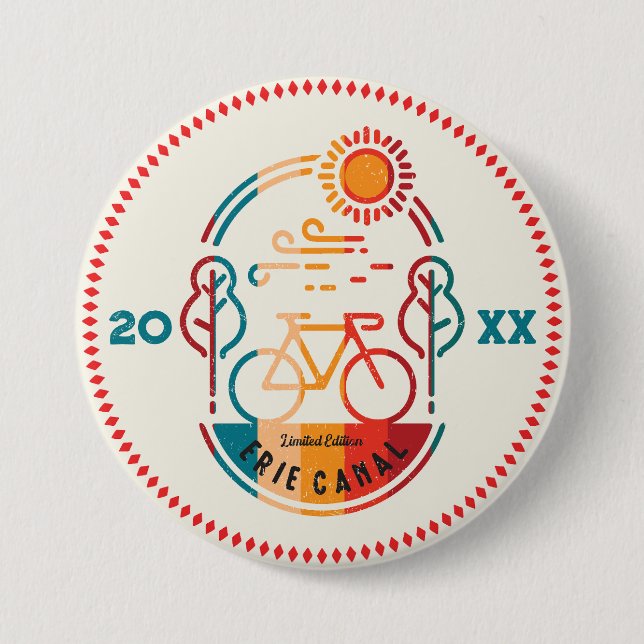 Retro Erie Canal Bike Trail. Button (Front)