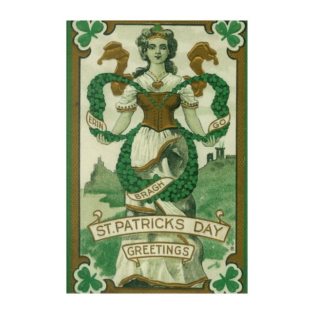 Retro - Erin Go Braugh. St. Patricks Day Greetings Acrylic Print (Front)