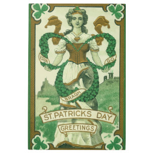 Retro - Erin Go Braugh. St. Patricks Day Greetings Metal Print