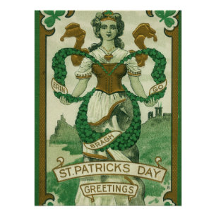 Retro - Erin Go Braugh. St. Patricks Day Greetings Poster