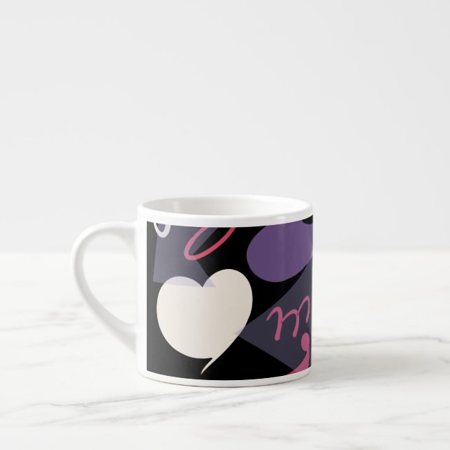 Retro espresso cup black, white, purple, pink (Left)