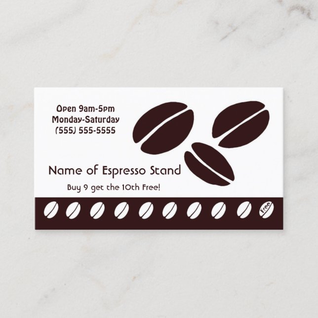 Retro Espresso Stand Loyalty Identity Punch Card (Front)
