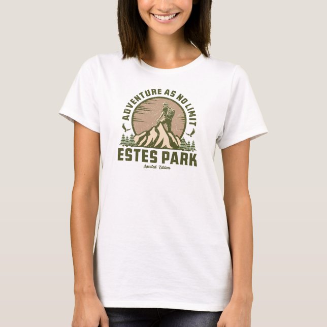 Retro Estes Park Hike Sunset T-Shirt (Front)