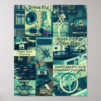 Retro Esthetic Mood Board Photo Collage Quotes Poster