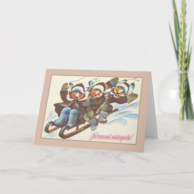 Retro Estonian Rõmsaid Nääripühi Christmas Card (Front)