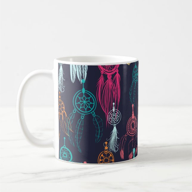 Retro Ethnic Doodle: Dreamcatcher Collection Coffee Mug (Left)
