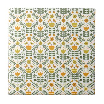 Retro European Flowers Tile by robyriker at Zazzle