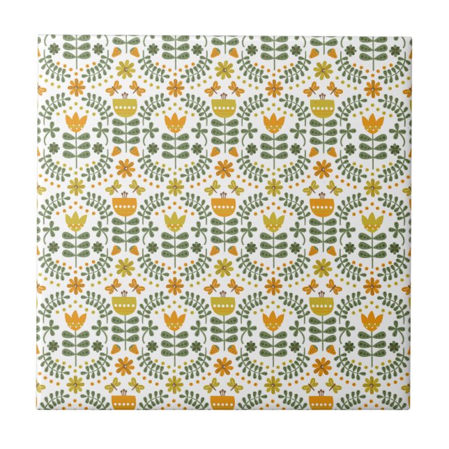 Retro European Flowers Tile (Front)