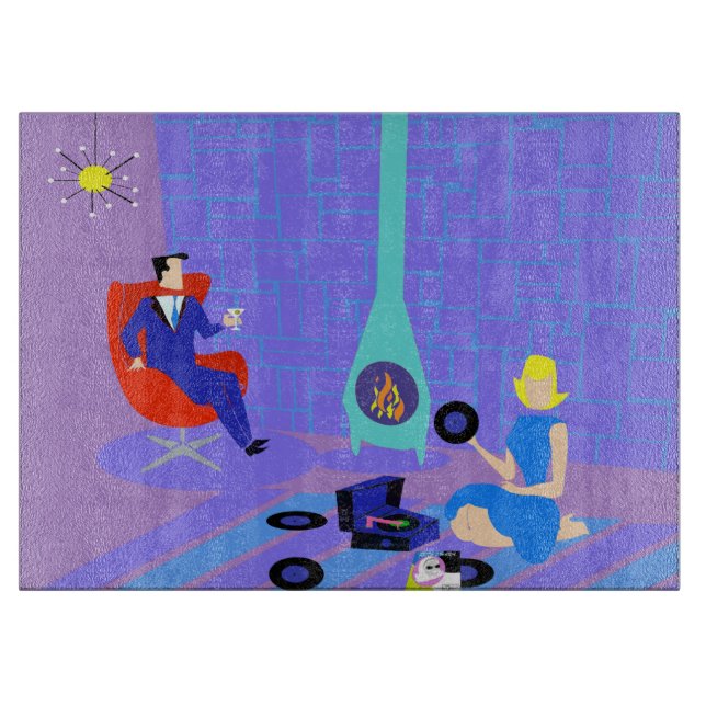 Retro Evening at Home Cutting Board (Front)