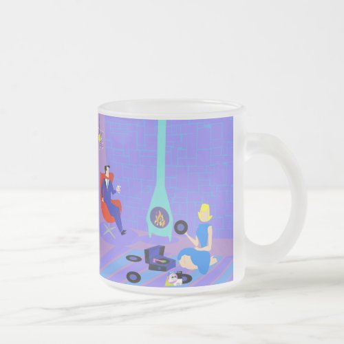 Retro Evening at Home Frosted Glass Mug