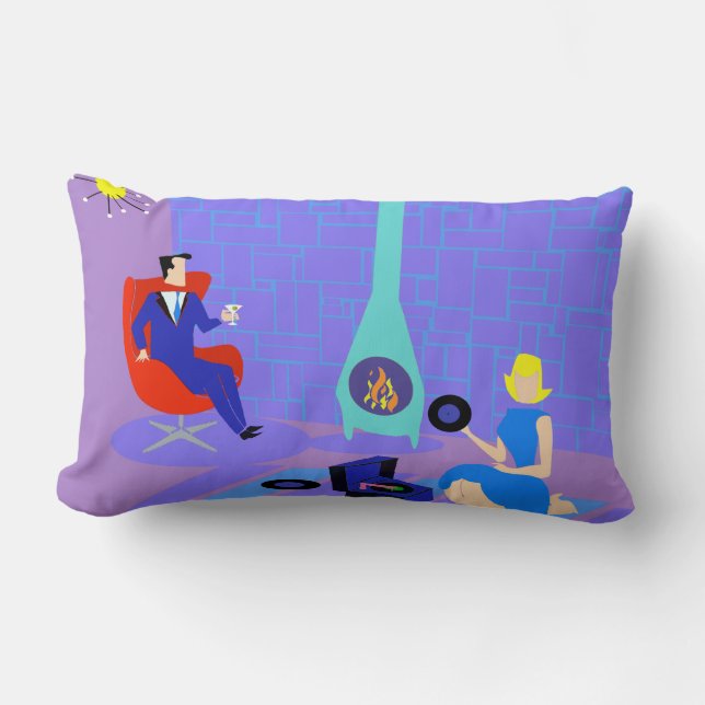Retro Evening at Home Lumbar Pillow (Front)