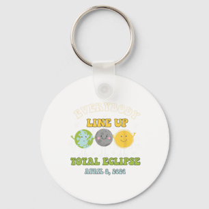 Retro Everybody Line Up Total Solar Eclipse 2024 E Keychain
