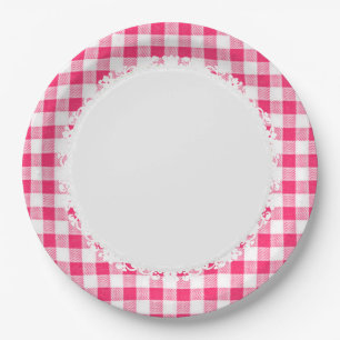 Retro-Everyday_Picnic_Pink-Check_Plaid Paper Plates