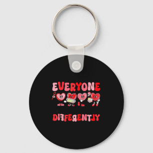 Retro Everyone Communicates Differently Autism Val Keychain