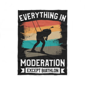 Retro Everything In Moderation Except Biathlon Bia Fleece Blanket