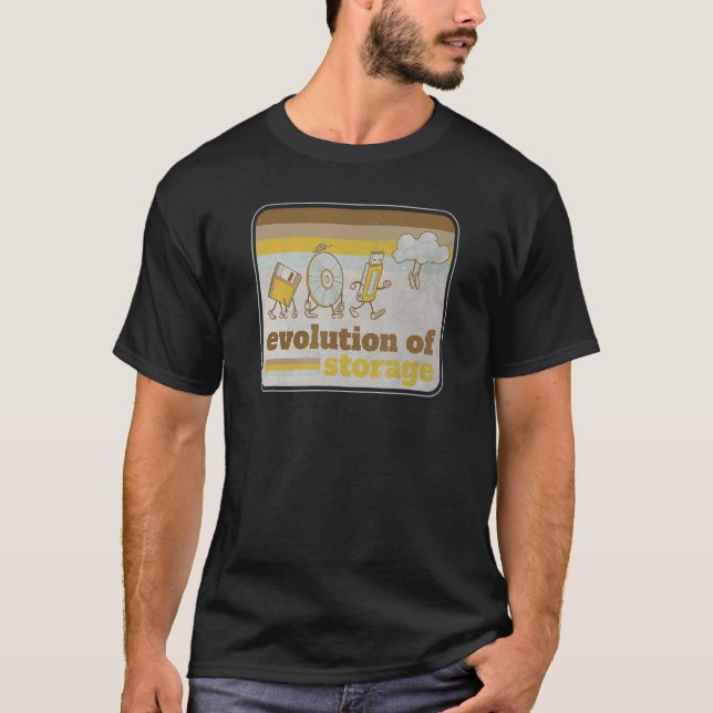 Retro Evolution of Storage Floppy Disk Disk USB Cl T-Shirt (Front)