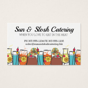 retro exotic drinks party catering business card
