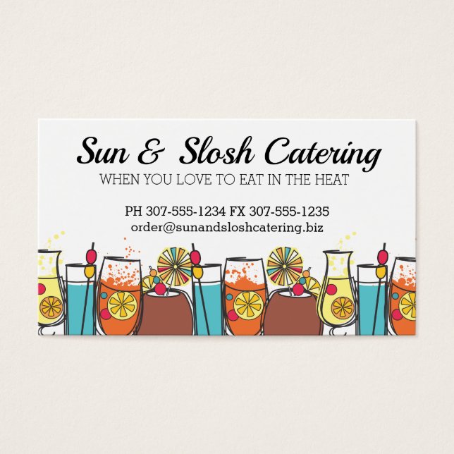 retro exotic drinks party catering business card (Front)
