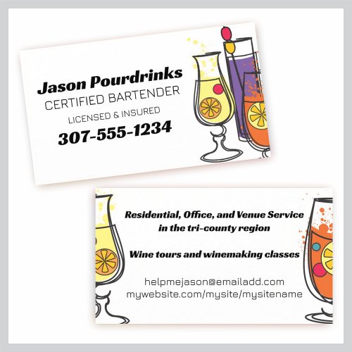 retro exotic drinks party planner bartender busine business card template