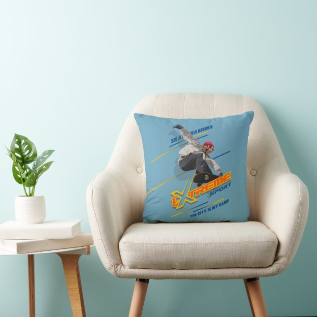 Retro Extreme Sport Skateboard | Throw Pillow 16" (Chair)