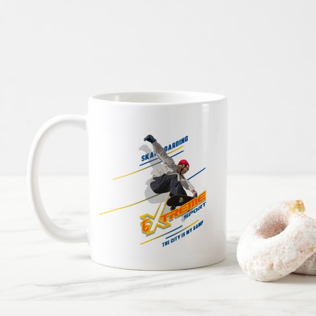 Retro Extreme Sport Skateboarder | #11 Classic Mug (With Donut)
