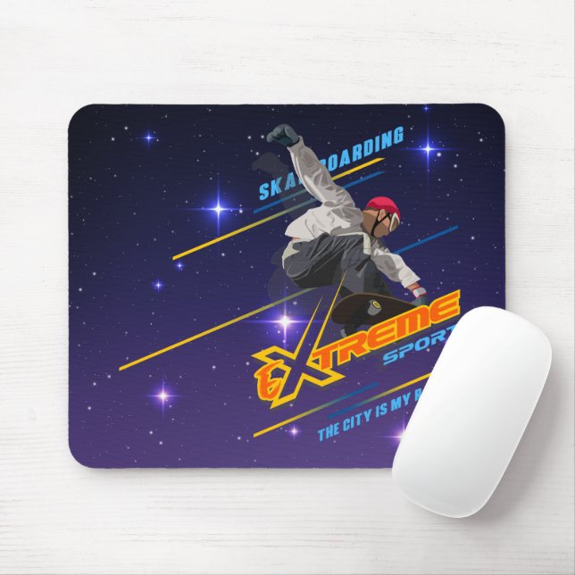 Retro Extreme Sport Skateboarder | Mousepad (With Mouse)