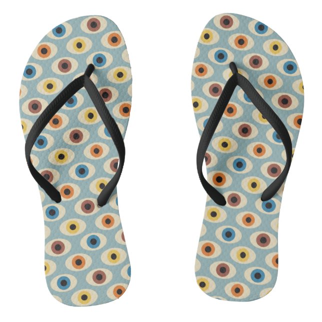 Retro Eye Pattern Flip Flops (Footbed)