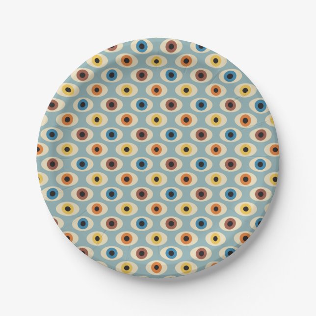 Retro Eye Pattern Paper Plates (Front)