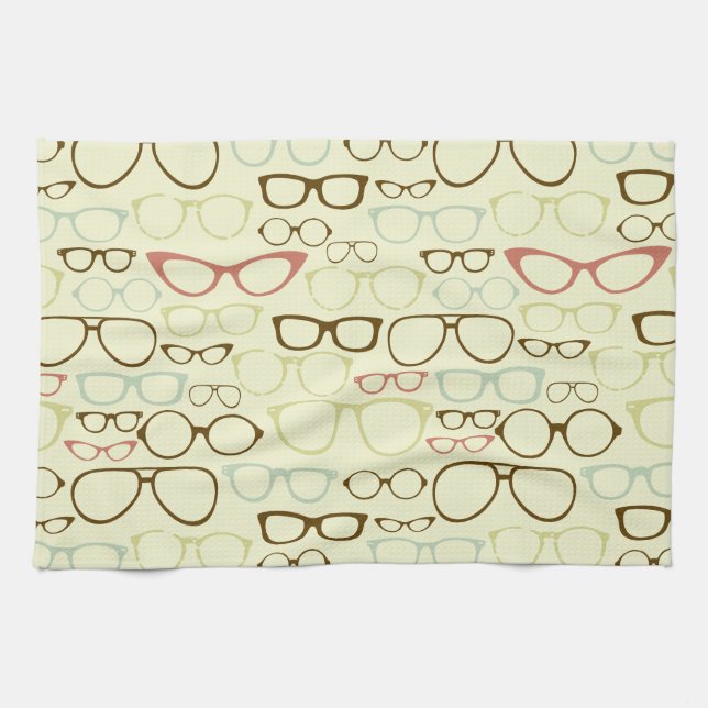 Retro Eyeglass Hipster Kitchen Towel (Horizontal)