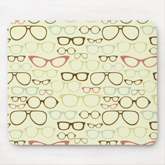 Retro Eyeglass Hipster Mouse Pad (Front)