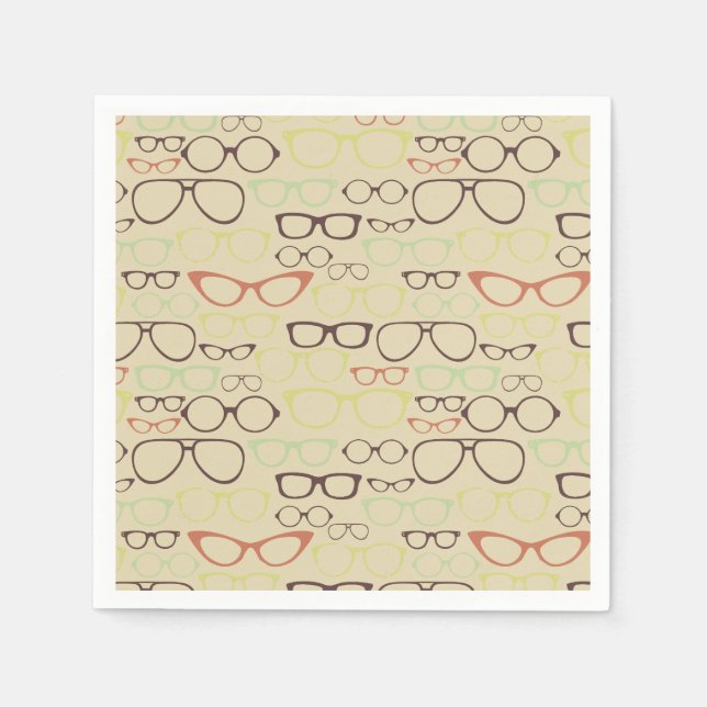 Retro Eyeglass Hipster Napkins (Front)