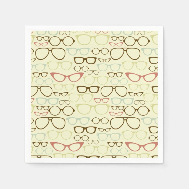 Retro Eyeglass Hipster Paper Napkins (Front)