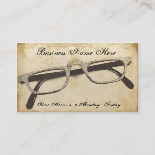Retro Eyeglasses Grungy Paper Business Card