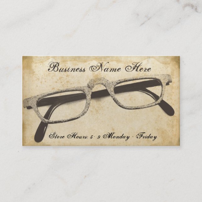 Retro Eyeglasses Grungy Paper Business Card (Front)