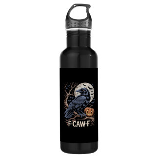 Retro F-Caw-F Bird Crow Funny Crow Bird Cawing Gru Stainless Steel Water Bottle