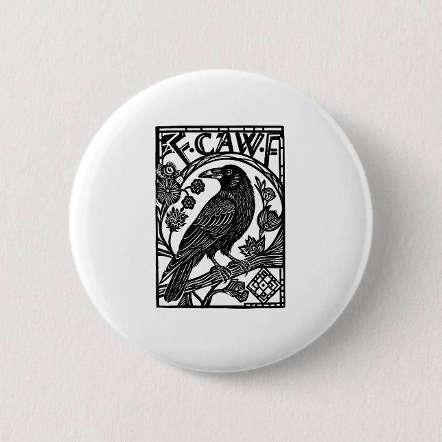 Retro F Caw F Crow Funny Saying Meme Design Button (Front)