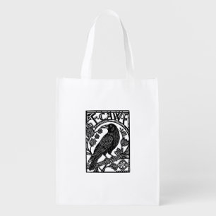 Retro F Caw F Crow Funny Saying Meme Design Grocery Bag