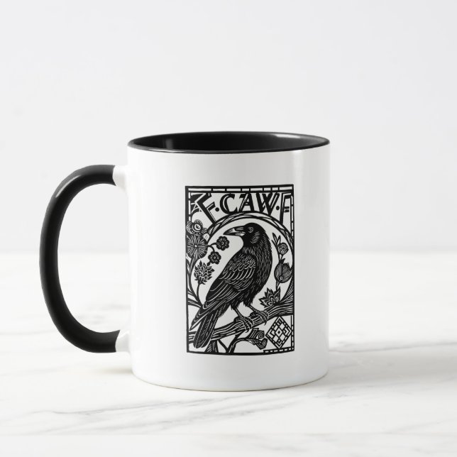 Retro F Caw F Crow Funny Saying Meme Design Mug (Left)