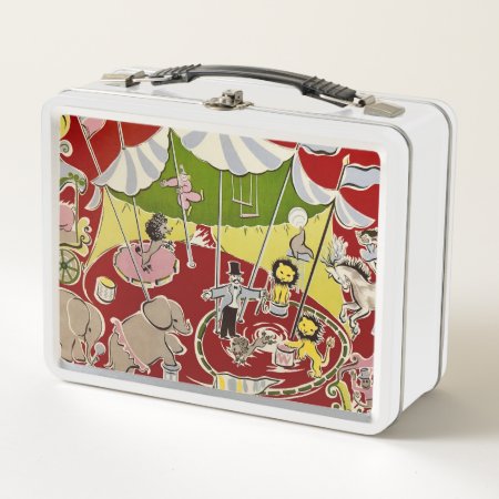 Retro Fabric Circus Big Top Theme Lunch Box