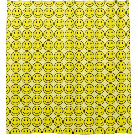 Retro Face Yellow Smile Bath Shower Curtain
