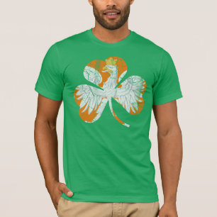 Retro Fade Irish Polish Eagle Heritage Shamrock T-Shirt